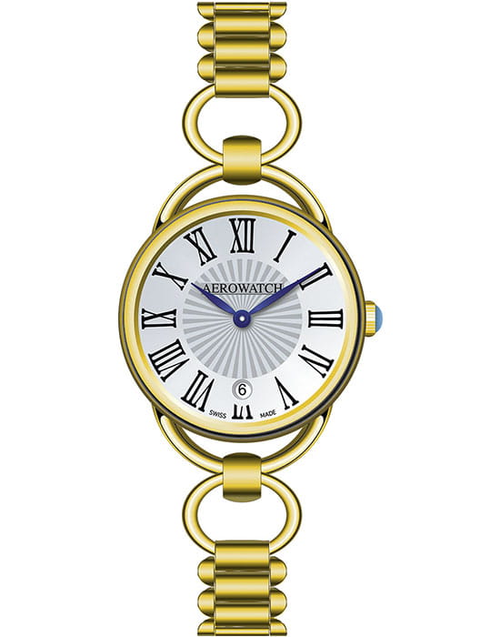 Aerowatch Aerowatch 07977 JA01 M  07977 JA01 M кварцевые женские часы серебристый циферблат, браслет сталь c pvd покрытием — вид спереди